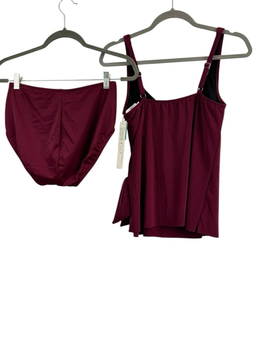 Dreamsuit Burgundy Tankini Top and High Rise Bikini Bottom Swimsuit Set Sz 8 NEW - Picture 3 of 10